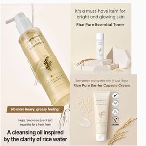 THANK YOU FARMER RICE PURE CLEANSING OIL & ESSENTIAL TONER & BARRIER CREAM - NEW